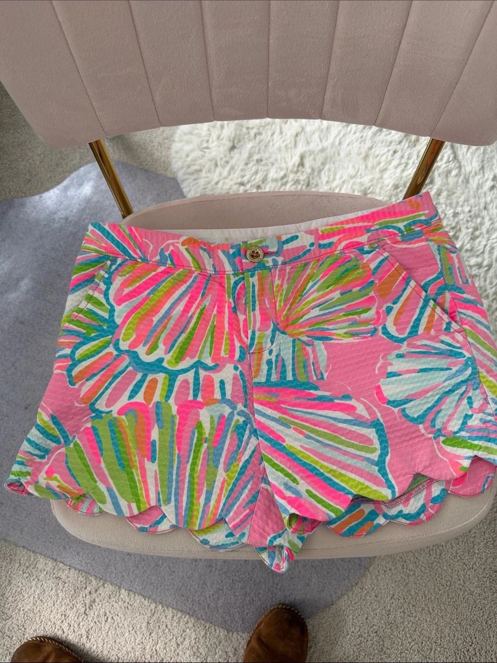 Lilly Pulitzer Pink Multicolor Scallop-Hem Shorts